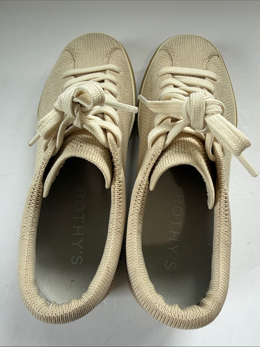 Rothy's Knit Lace-Up Sneakers - Beige - Picture 11 of 11